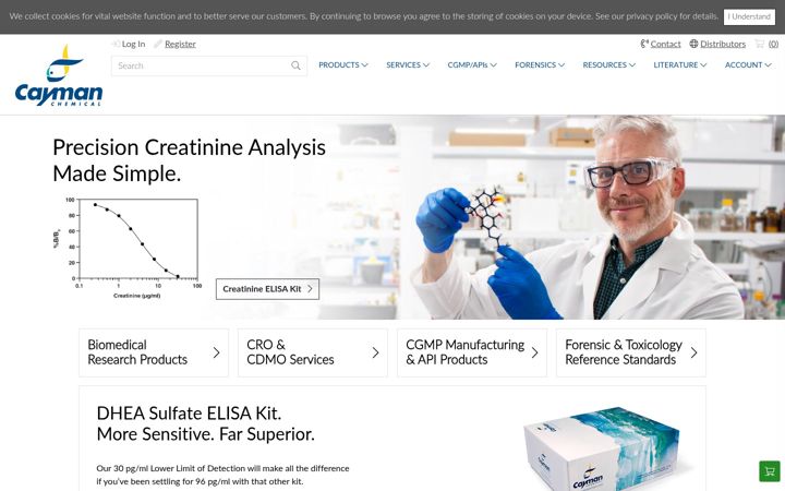 Screenshot of caymanchem.com