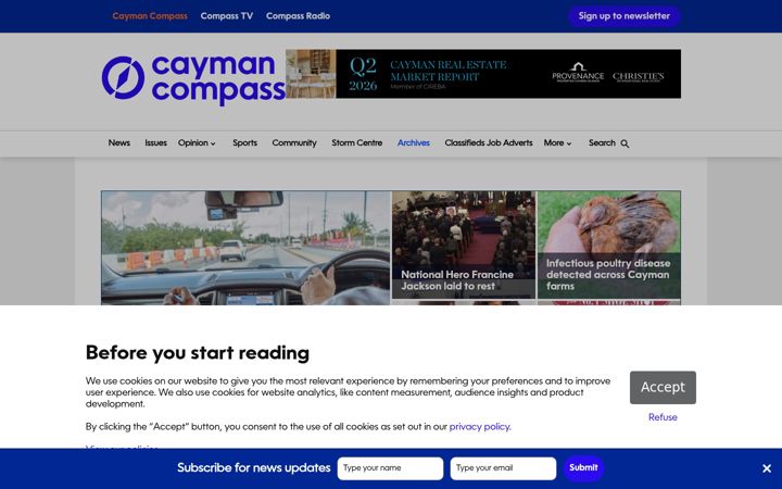 Screenshot of caymancompass.com