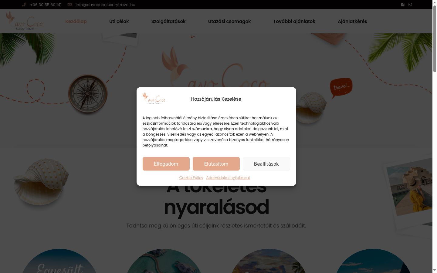 Screenshot del banner di consenso mostrato prima di qualsiasi interazione