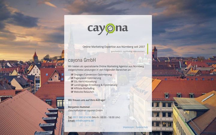 Screenshot of cayona.de