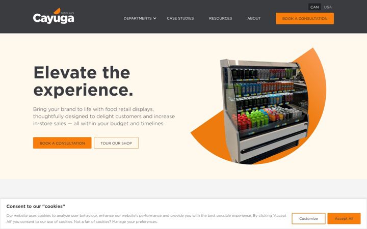 Screenshot of cayugadisplays.com
