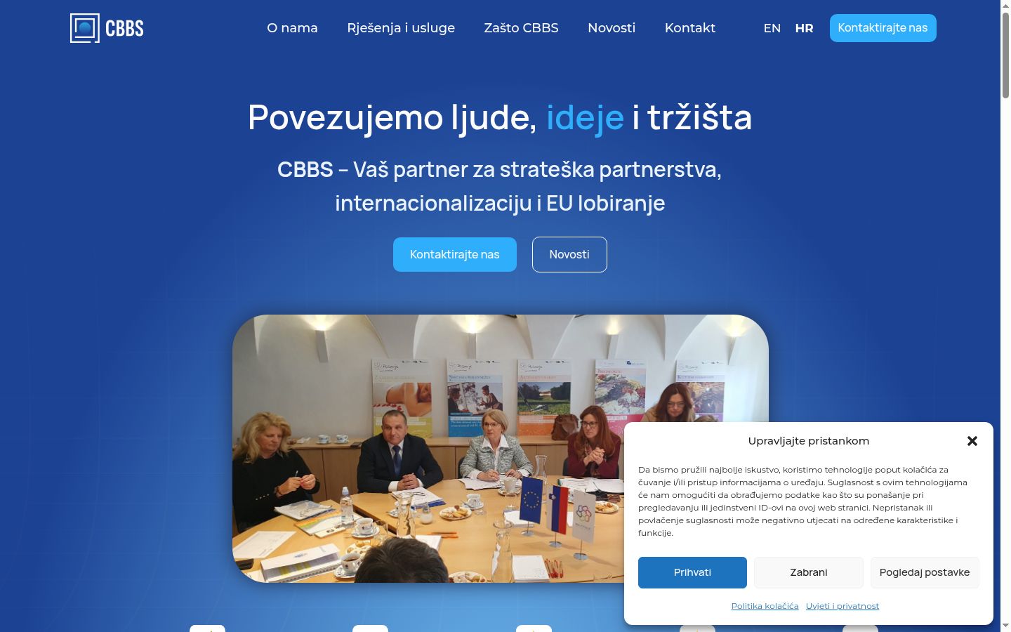 Ekrānuzņēmums ar piekrišanas baneri, kas tika rādīts pirms jebkādas mijiedarbības