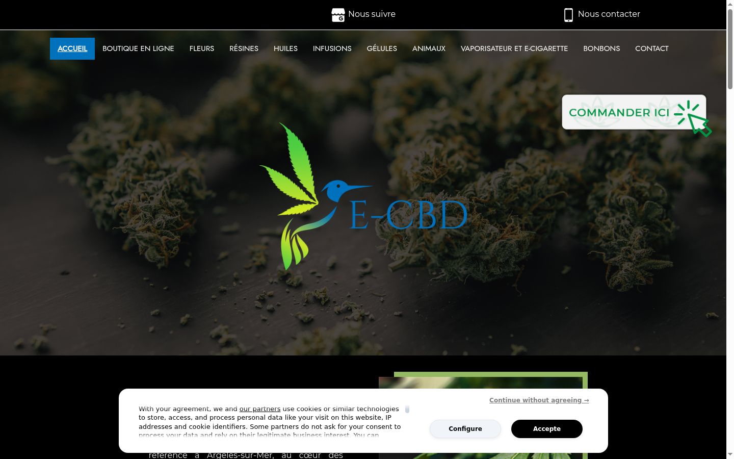 Captura de ecrã do banner de consentimento apresentado antes de qualquer interação
