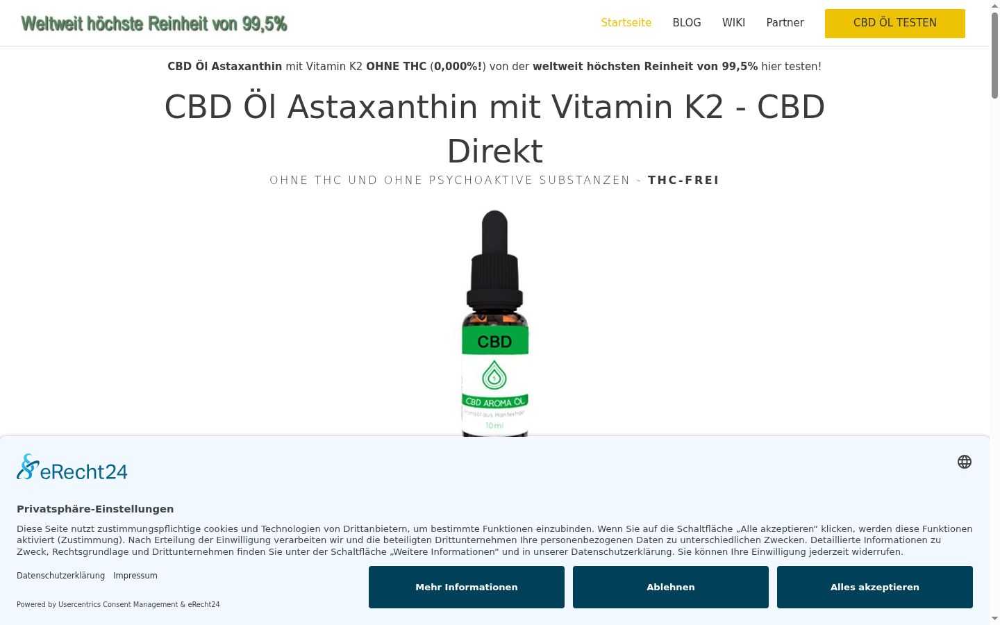 Screenshot del banner di consenso mostrato prima di qualsiasi interazione