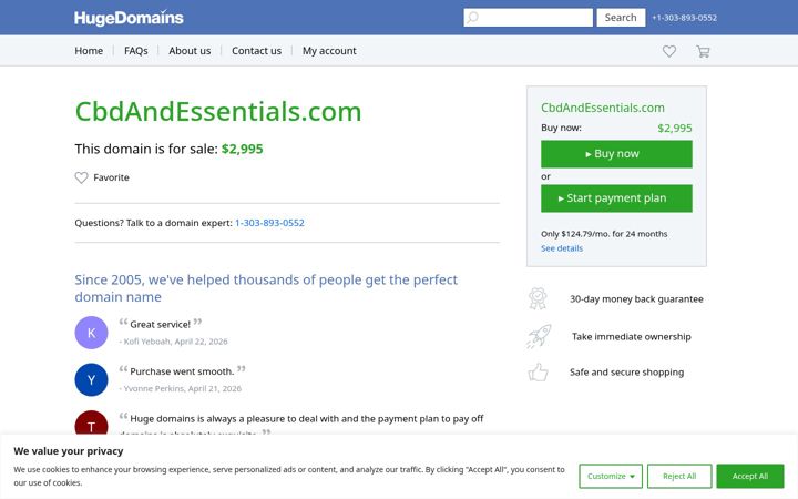 Screenshot of cbdandessentials.com