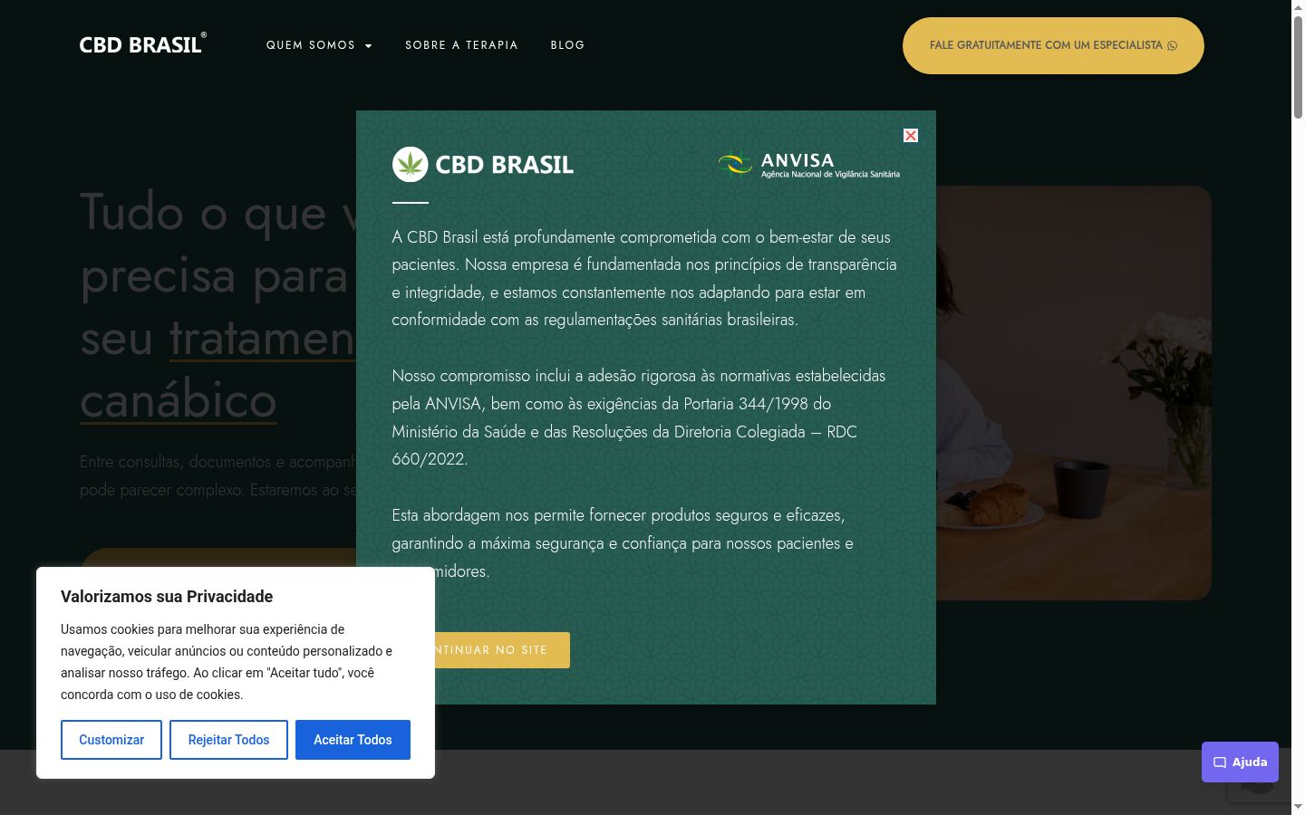 Screenshot del banner di consenso mostrato prima di qualsiasi interazione