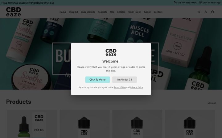 Screenshot of cbdeaze.co.uk