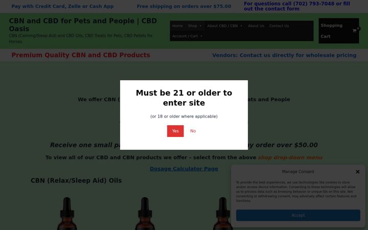 Screenshot of cbdoasis.us