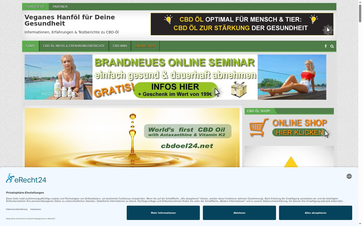 Screenshot del banner di consenso mostrato prima di qualsiasi interazione