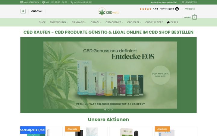 Posnetek zaslona cbdwelt.de