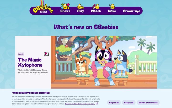 Screenshot of cbeebies.com
