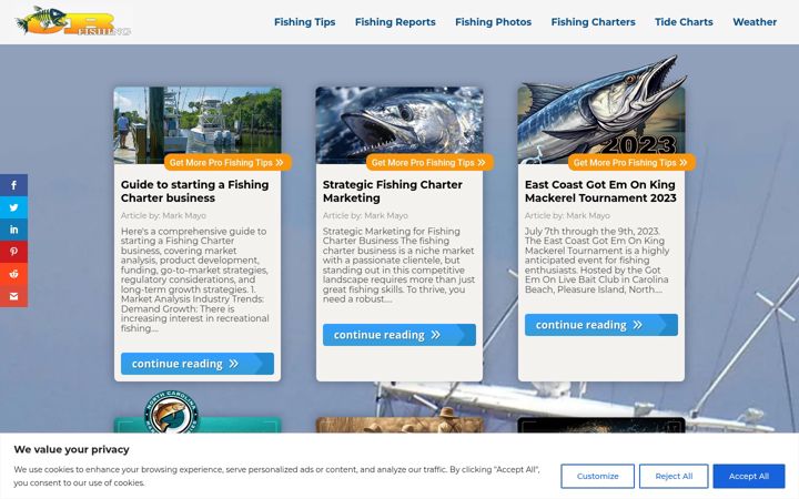 Screenshot of cbfishing.com