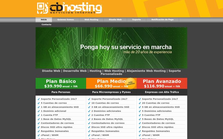 Screenshot of cbhosting.cl