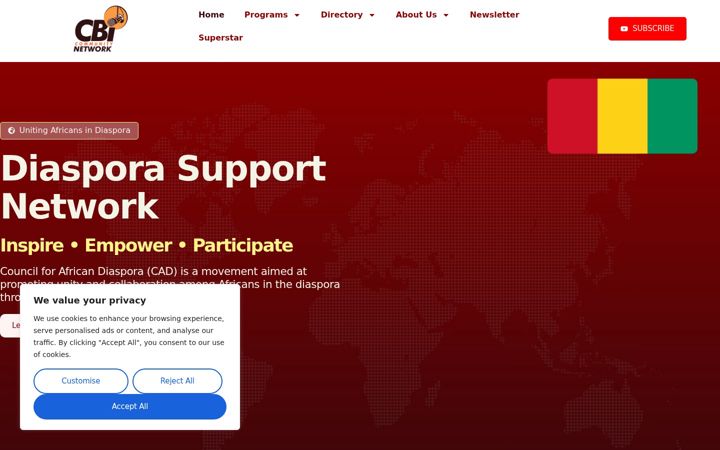 Posnetek zaslona cbiafricandiaspora.org