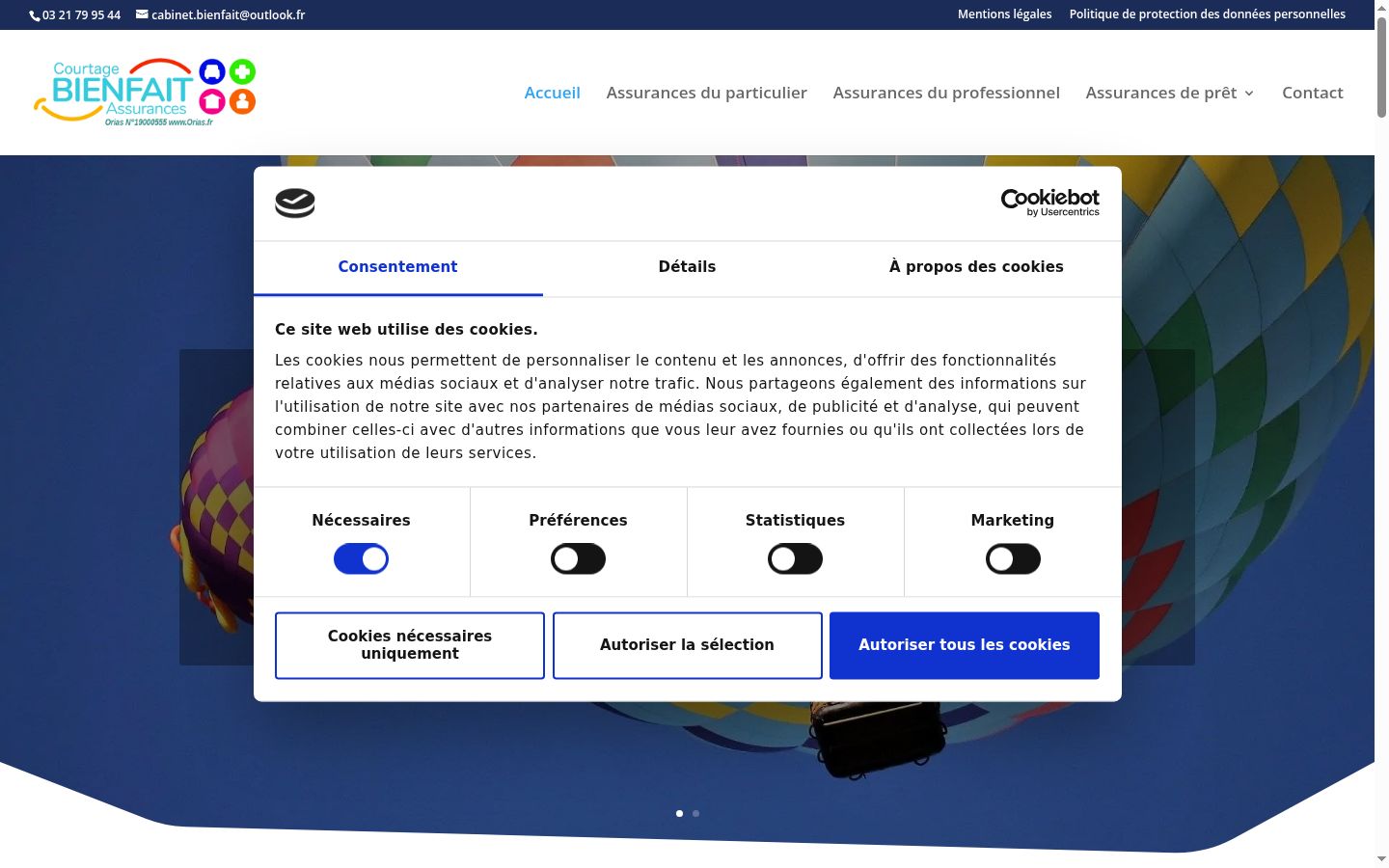 Screenshot of the consent banner shown before any interaction