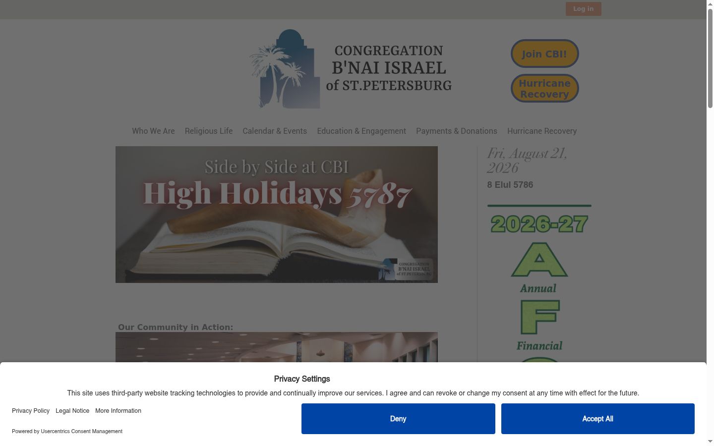 Screenshot of the consent banner shown before any interaction