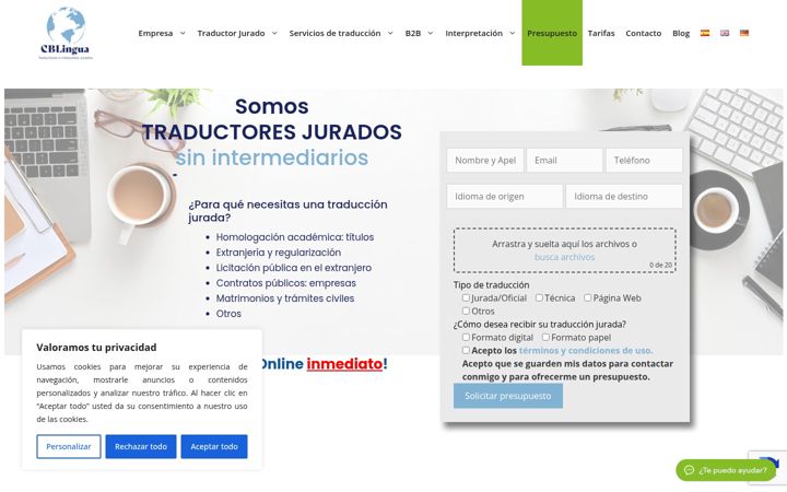 Screenshot of cblingua.com