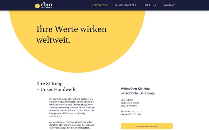 Screenshot of cbm-stiftung.de
