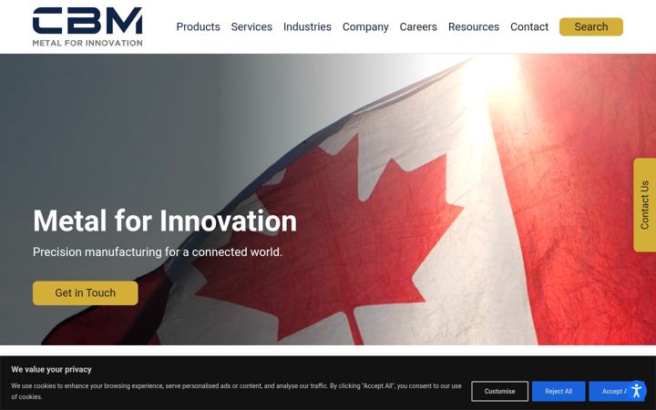 Screenshot of cbmmetal.com