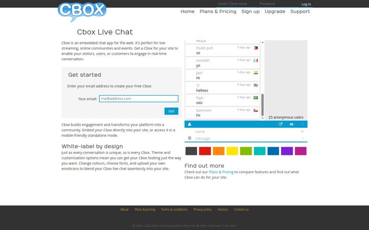 Screenshot of cbox.ws