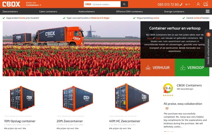 Captura de pantalla de cboxcontainers.nl