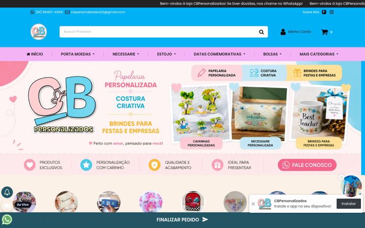 Екранна снимка на cbpersonalizadoss.com.br