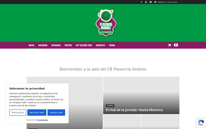 Screenshot of cbplasencia-ambroz.es