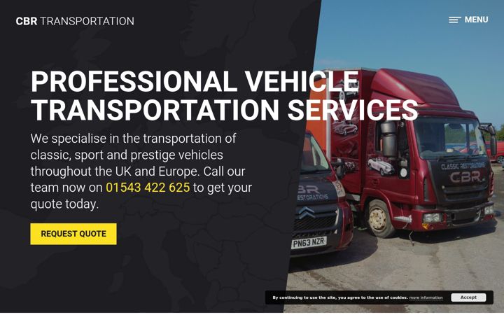 Ekrano kopija cbrvehicletransport.co.uk