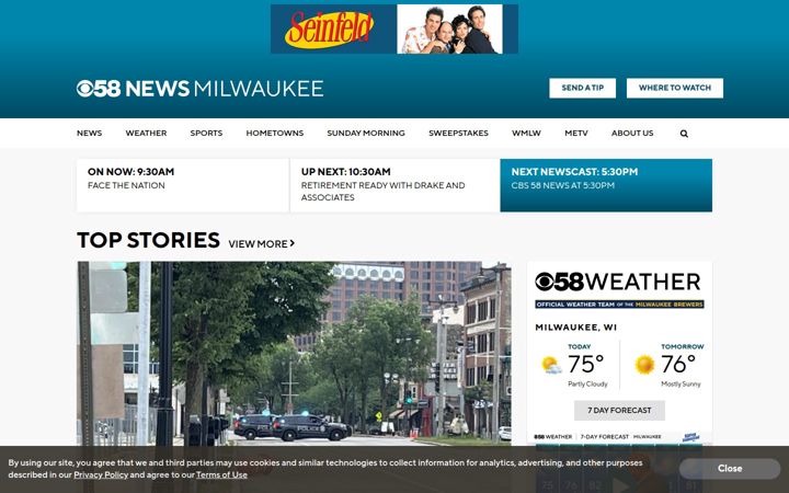 Screenshot of cbs58.com