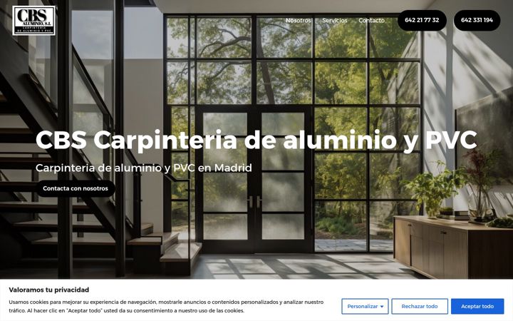 Screenshot of cbsaluminio.com