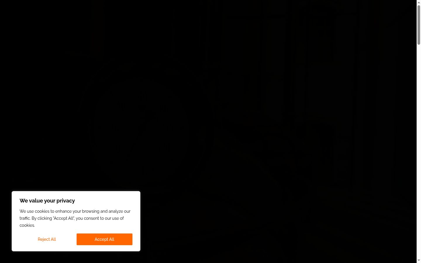 Captura de ecrã do banner de consentimento apresentado antes de qualquer interação