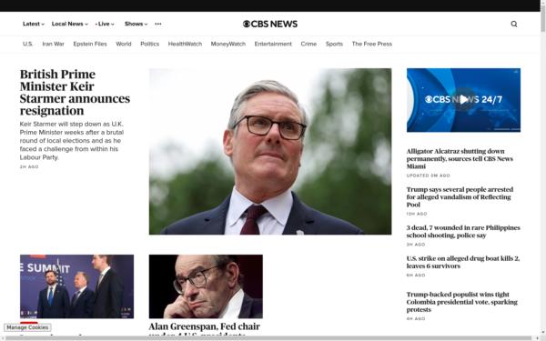 Screenshot of cbsnews.com