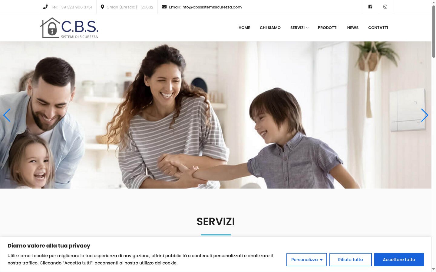 Screenshot del banner di consenso mostrato prima di qualsiasi interazione
