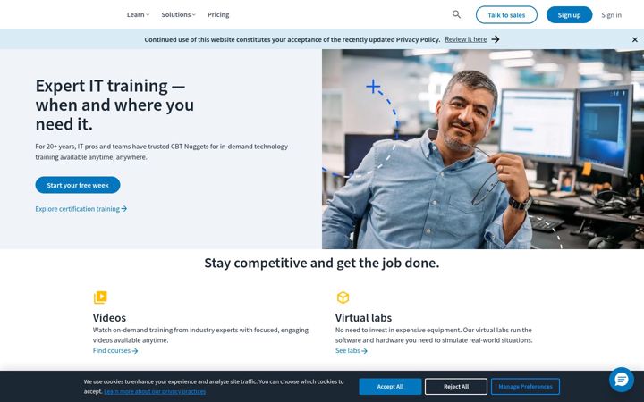 Screenshot of cbtnuggets.com
