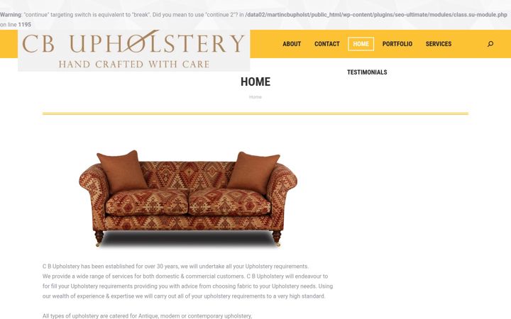 Screenshot of cbupholstery.co.uk