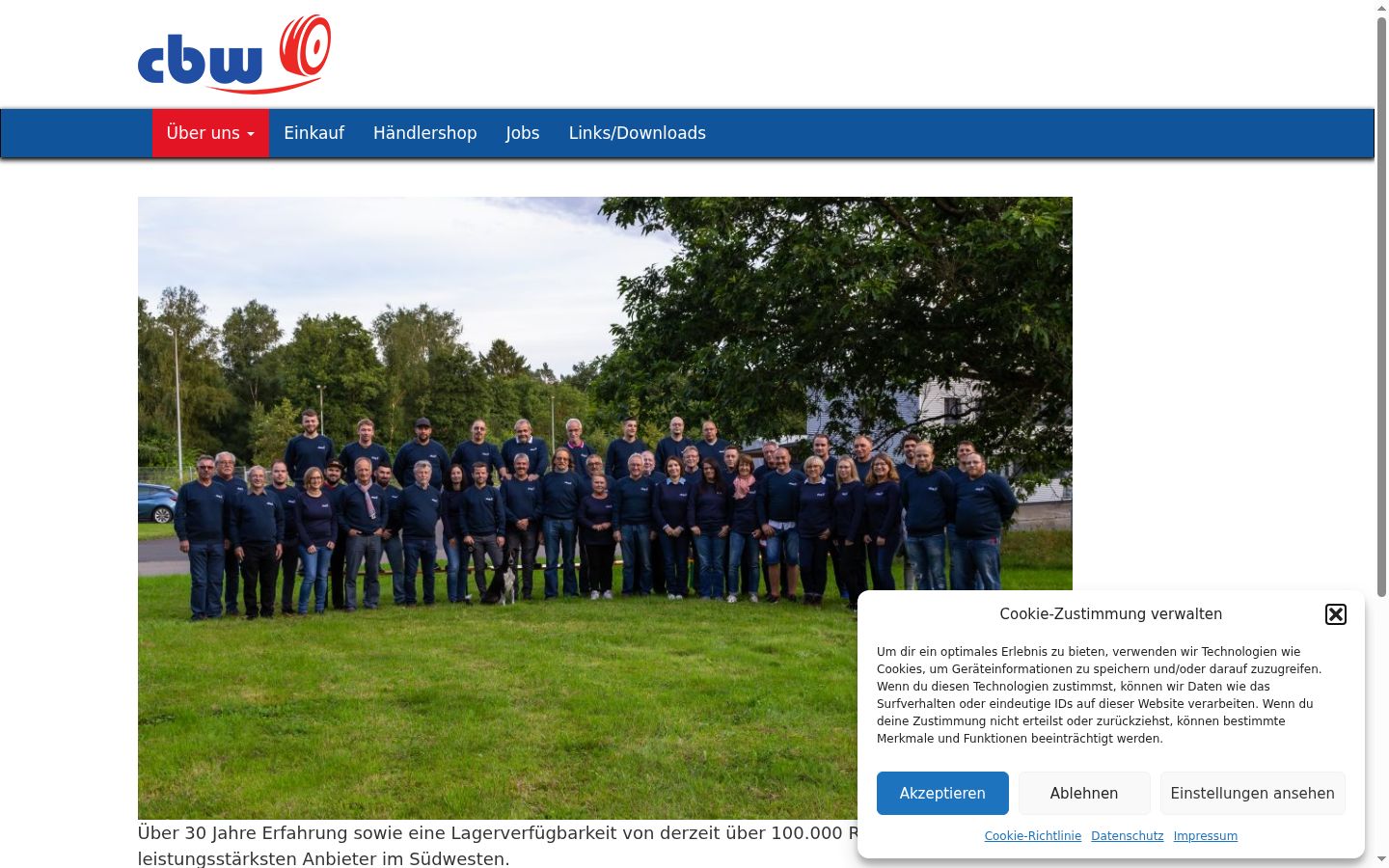Screenshot des Einwilligungsbanners vor jeglicher Interaktion