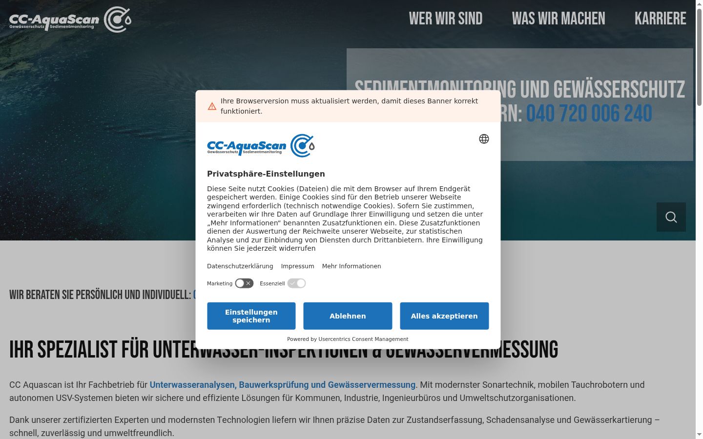 Screenshot tal-banner tal-kunsens muri qabel kwalunkwe interazzjoni