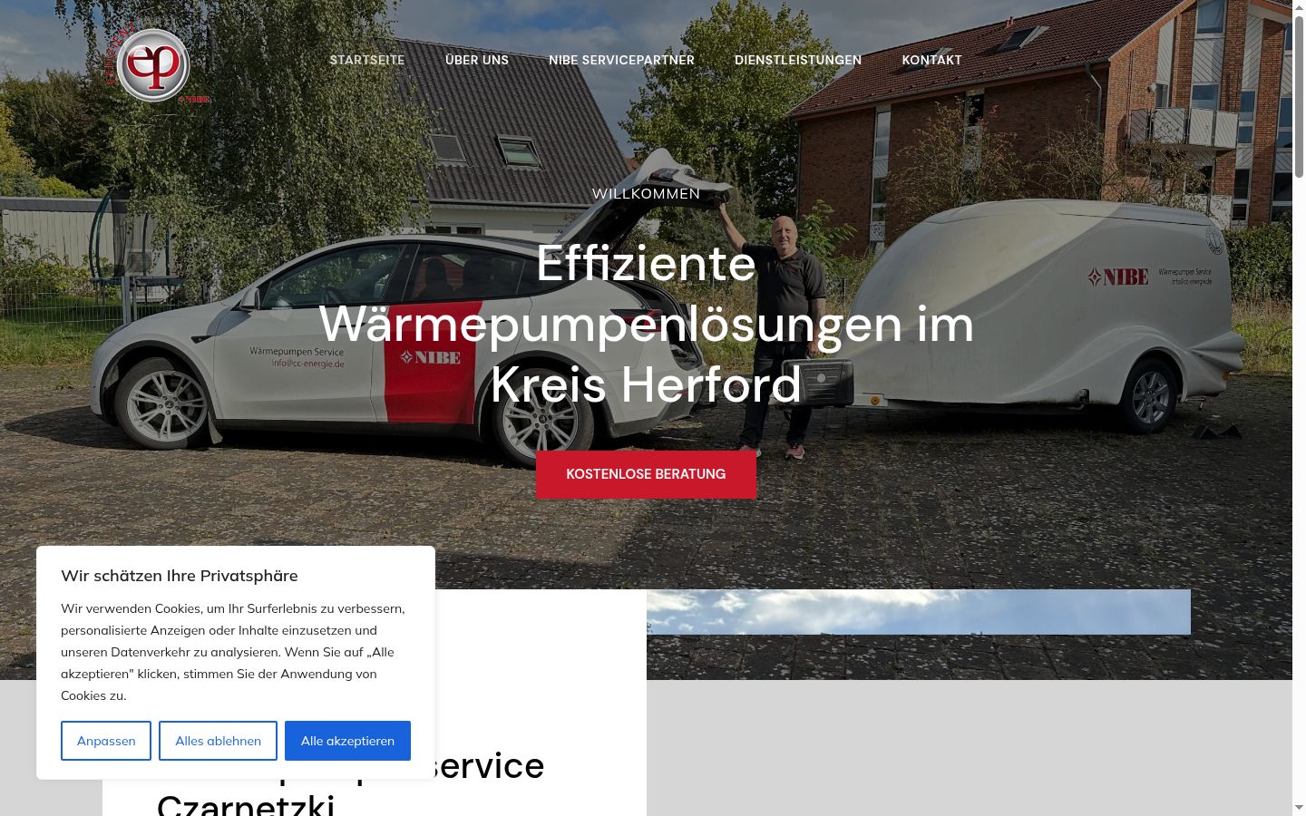 Screenshot des Einwilligungsbanners vor jeglicher Interaktion
