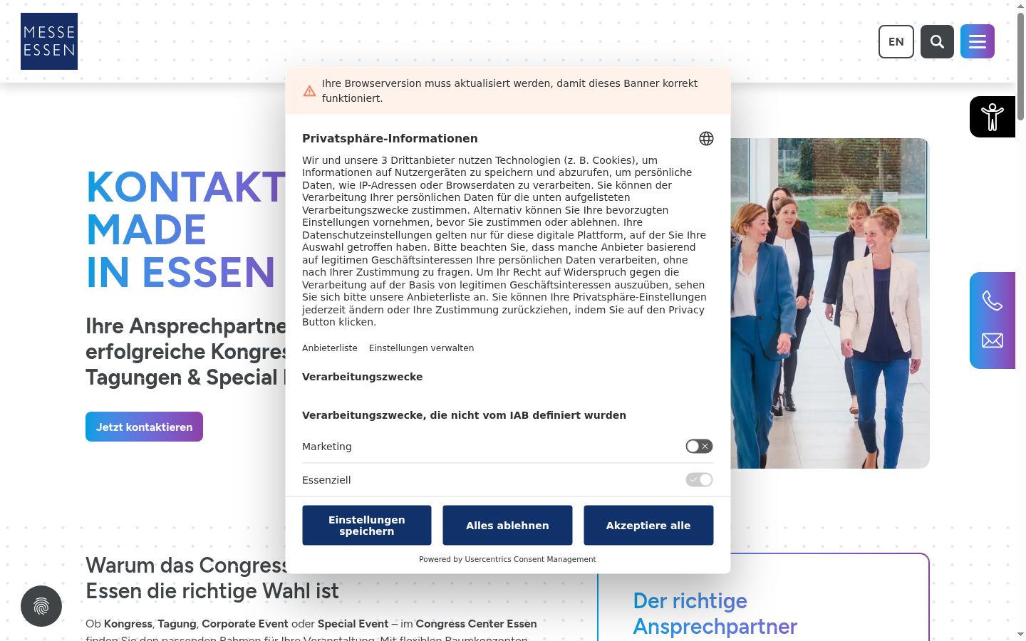 Screenshot del banner di consenso mostrato prima di qualsiasi interazione
