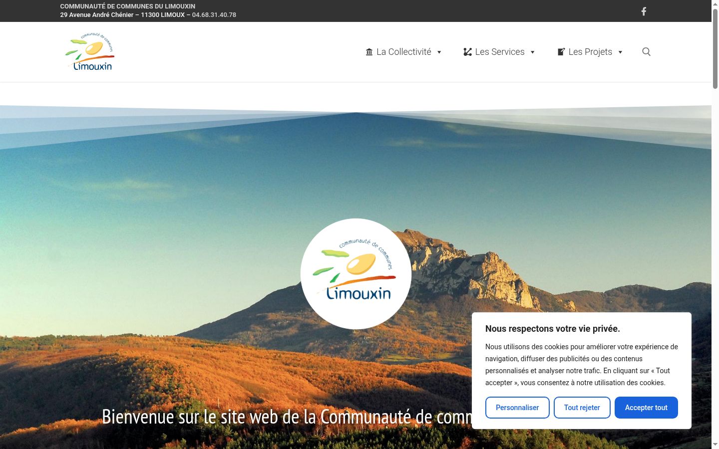 Captura de ecrã do banner de consentimento apresentado antes de qualquer interação