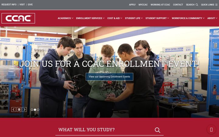 Screenshot von ccac.edu