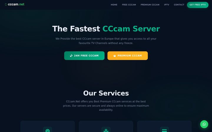 Screenshot ta' cccam.net