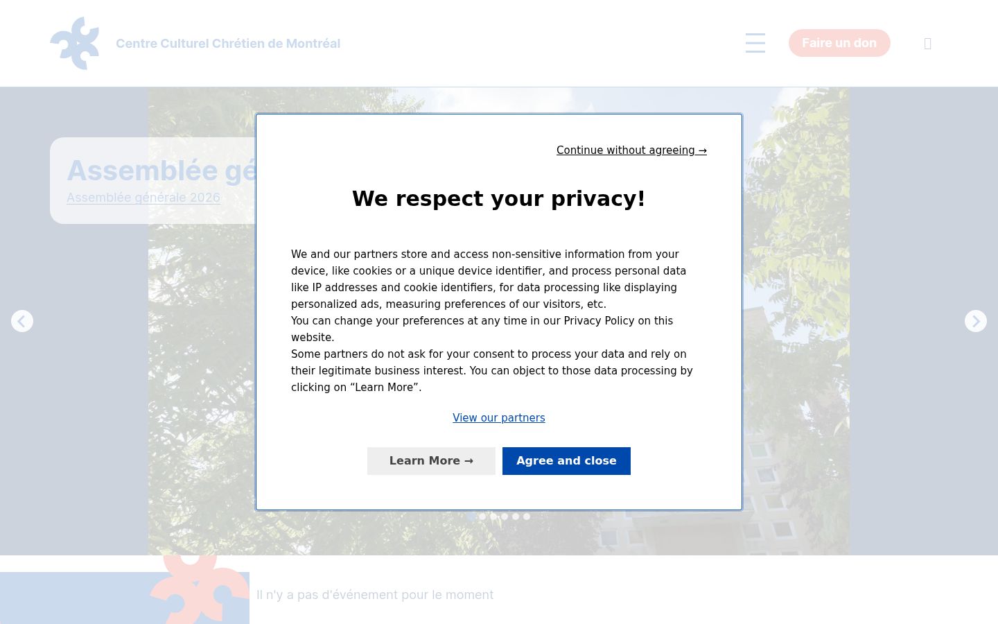 Snímka obrazovky banera súhlasu zobrazeného pred akoukoľvek interakciou