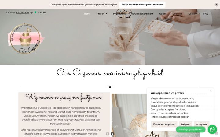 Screenshot of cccupcakes.nl