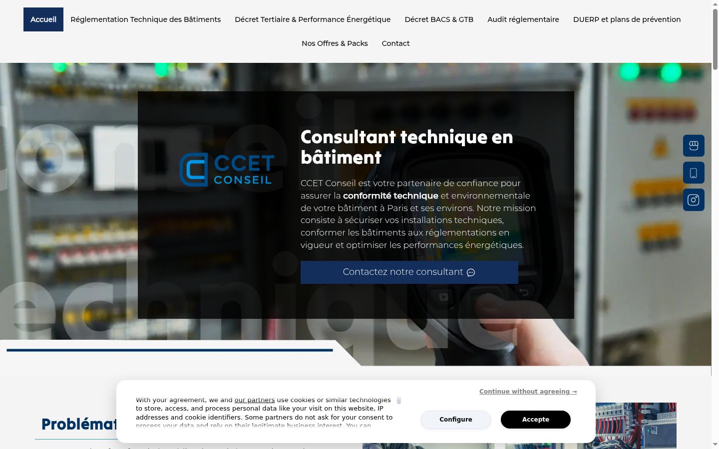 Screenshot del banner di consenso mostrato prima di qualsiasi interazione