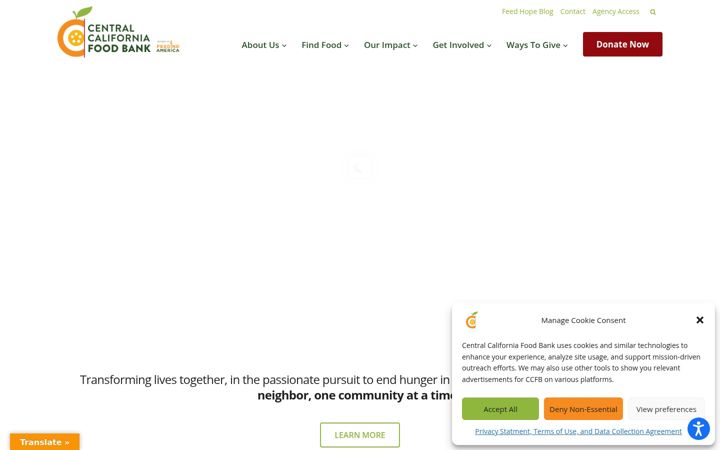 Screenshot ta' ccfoodbank.org