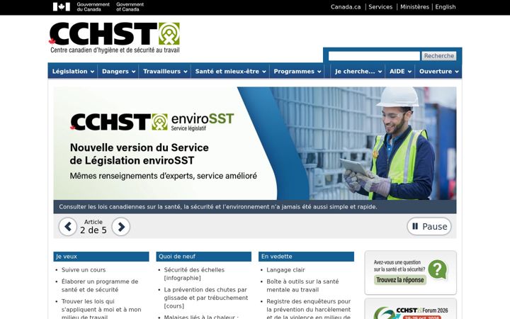 Snímek obrazovky cchst.ca