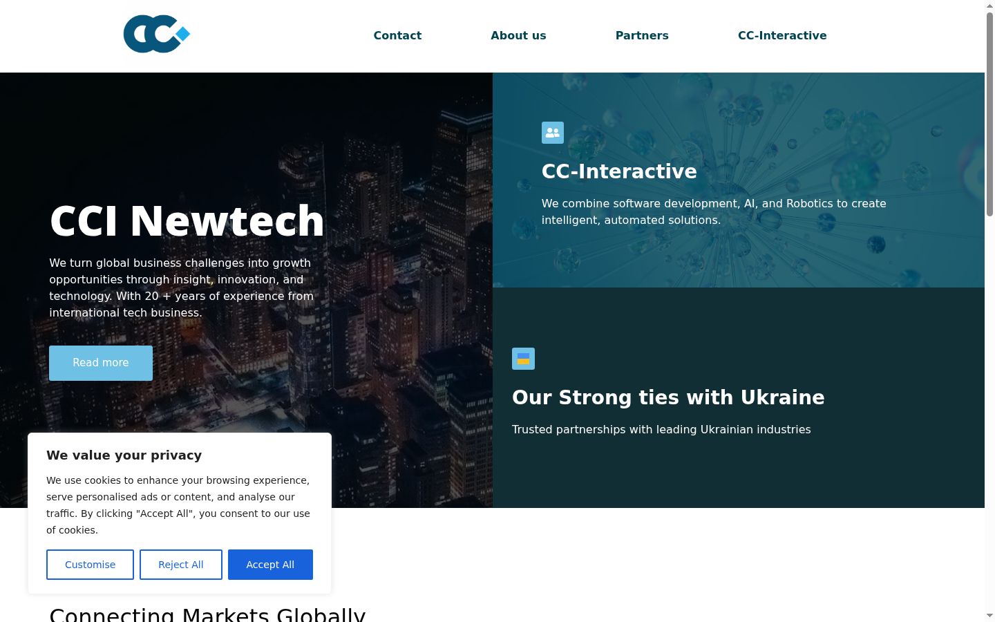 Screenshot of the consent banner shown before any interaction
