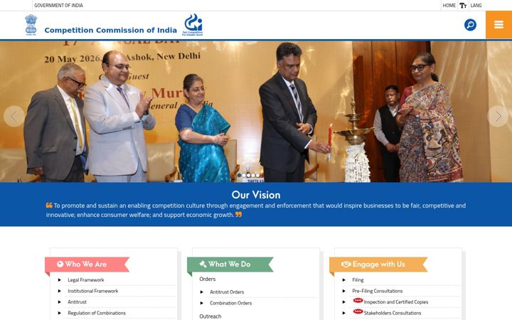 Screenshot of cci.gov.in