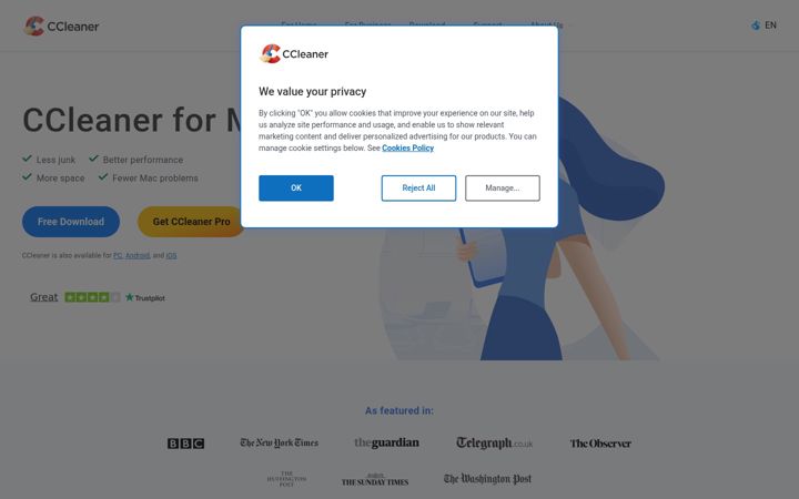 Екранна снимка на ccleaner.com